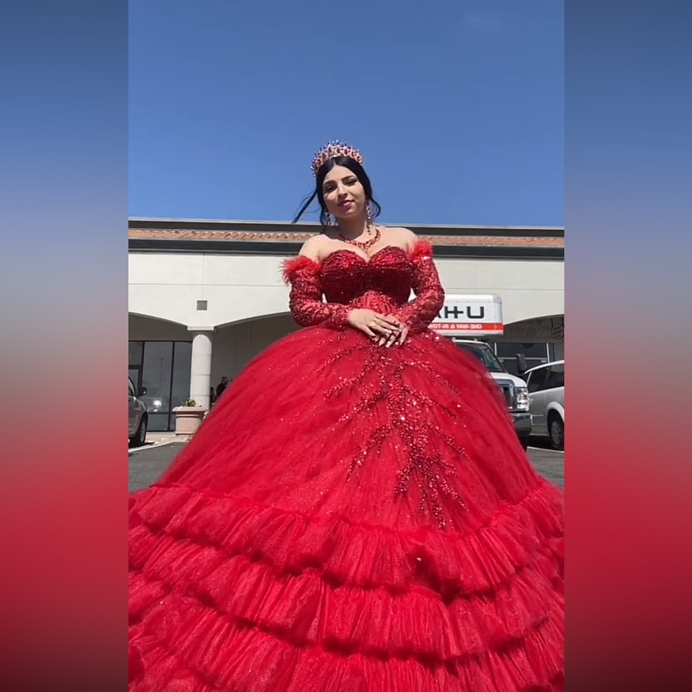 red event dress from Los Angeles Anita's Bridal boutique like new worn once